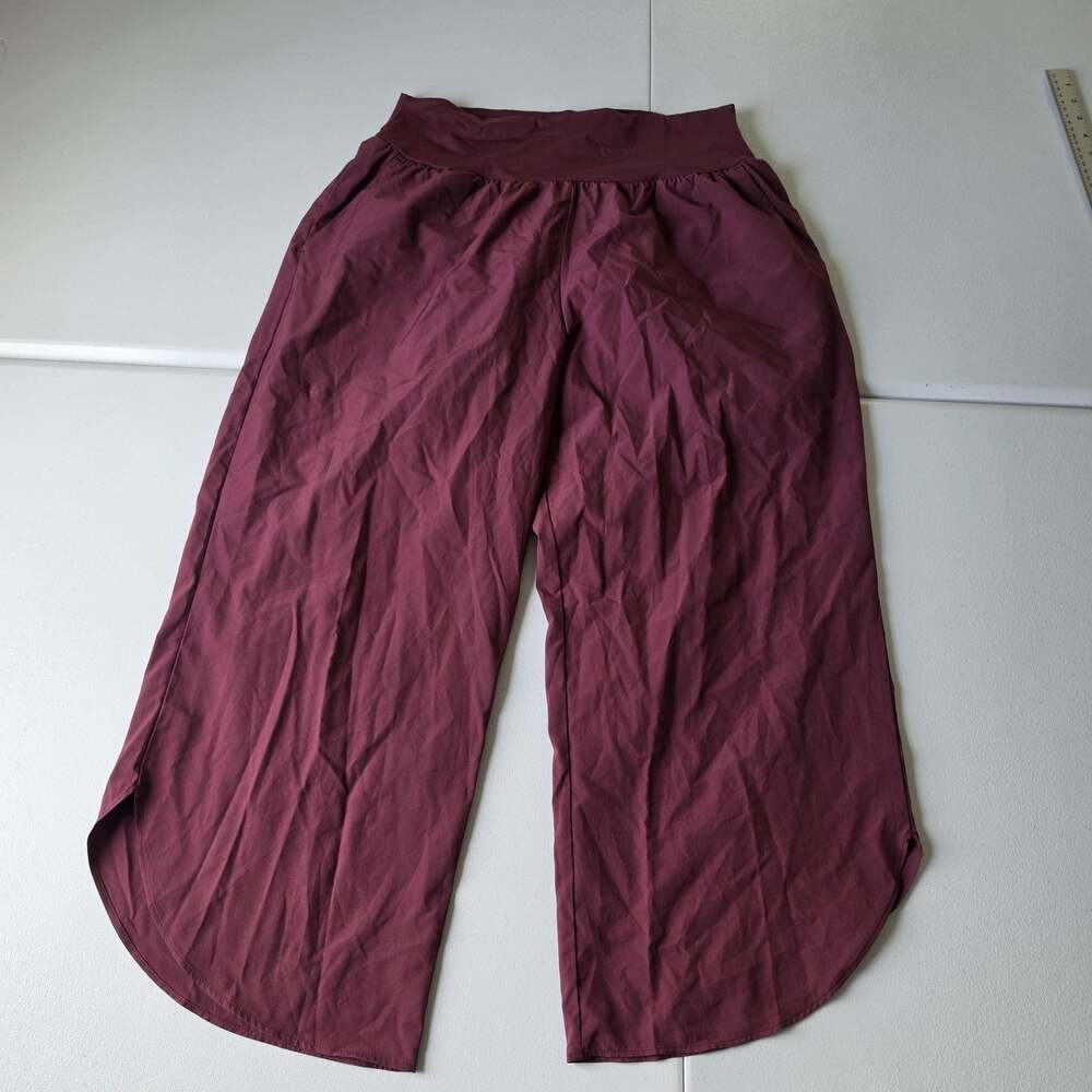 Halara Breezeful Pants Womens L Red Wide Leg Cropped Elastic Waist Yoga Athletic